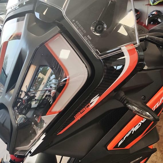 labelbike - Reçinede 3D Çıkartmalar Ön Motosiklet Süslemeleri ve Korumaları için KTM 1290 Super Adventure S 2021-2024 Renk Karbon Turuncu Beyaz