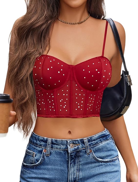 Avidlove コルセット トップス 女性用 プッシュアップ ビスチェ ランジェリー Y2K セクシー お出かけ パーティー クラブ トップ