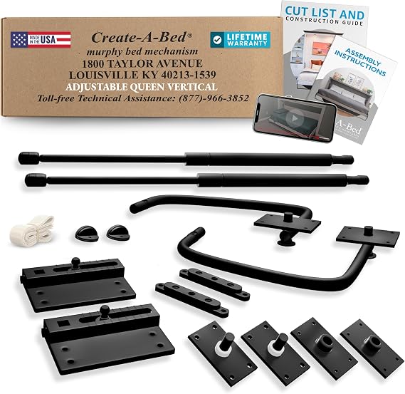 Create-A-Bed Adjustable Queen Size Deluxe Murphy Bed Kit, Vertical