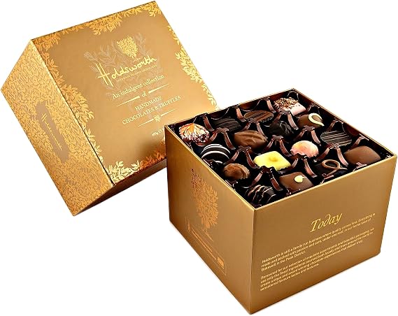 Holdsworth Chocolates Classics - Indulgent Collection an Impressive Assortment of Handmade Truffles Creams, Pralines and Caramels all Coasted with Milk, Dark or White Chocolate 600g