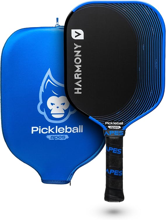 Harmony Series Pickleball Paddle – Raw Carbon Fiber Face, Honeycomb Poly Core with PU Foam & Fiberglass Walls, 16.5mm Thickness, Leather Performance Grip, Lightweight, Cover Included
