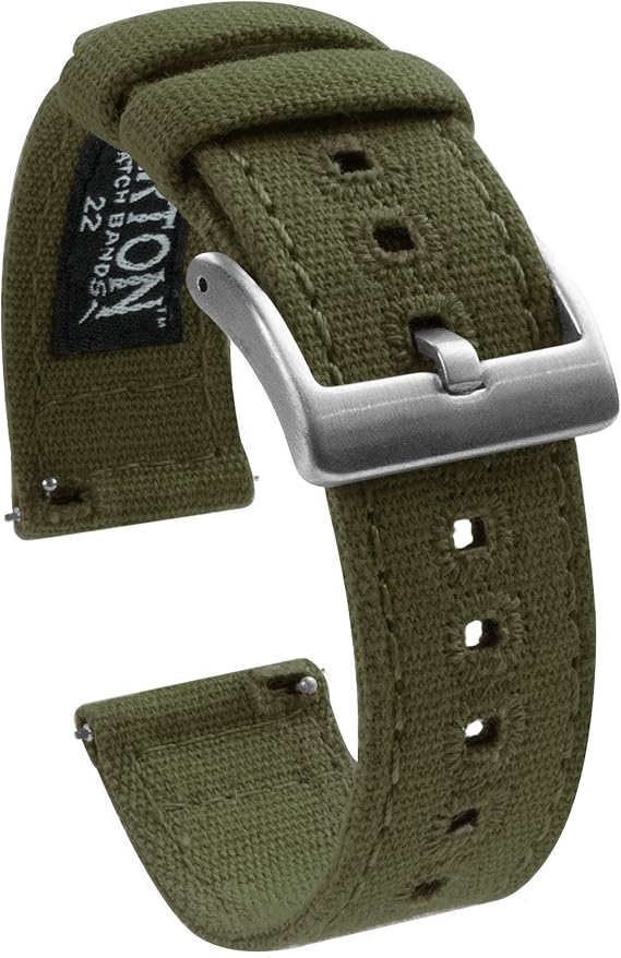 Barton Canvas Quick Release Watch Band Straps - Choose Color & Width - 18mm, 19mm, 20mm, 21mm, 22mm, 23mm, or 24mm