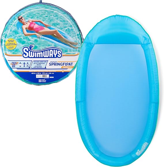 SwimWays Spring Float Premium Hammock Lounger, Inflatable Pool Floats Adult with Fast Inflation for Ages 15 & Up