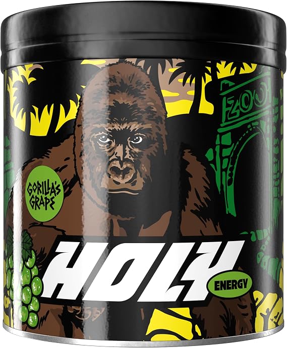 HOLY Energy Drink Powder 'Gorilla's Grape' – Green Grape - 50 Servings Booster with Caffeine (NewCaff) & Green Tea Extract - Sugar-Free & Vegan with 100% Natural Fruit Flavours