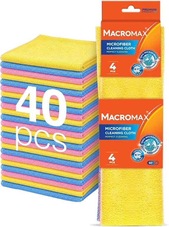 Macro Max Mikrofiber Temizlik Bezi 4'lü Paket, Çok Amaçlı Toz Alma ve Yüzey Silme Bezi