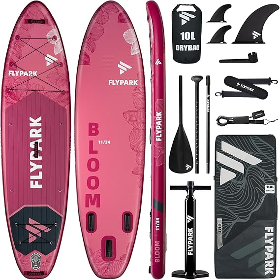 Flypark 10'8/11'x35'' Fishing&Family Stable Inflatable Paddle Boards, Extra Wide SUP Paddleboard Inflatable, 430lb Bearing, Stand Up Paddle Board, Camera Mount, Shoulder Strap