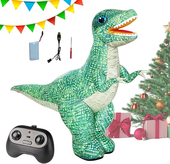Remote Control Inflatable Dinosaur, 35.4 Inch Toy Dinosaurs 360 Degree Rotation Forward Backward, for Kids 6-12 Park Indoor Outdoor Game Halloween Party Birthday Christmas