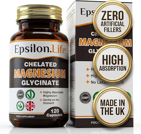 Magnesium Glycinate 500mg - Chelated & Unbuffered Bisglycinate (No Oxide) - High Absorption for Sleep, Leg Cramps & Restless Legs - Gentle on Stomach - 120 Vegan Capsules - Made in UK