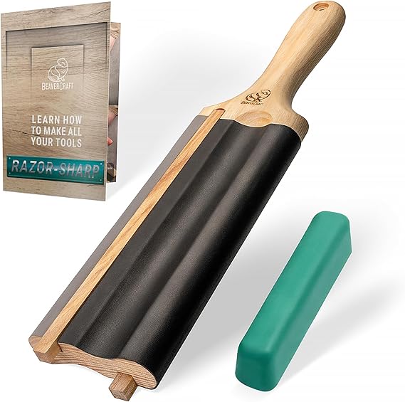BeaverCraft LS5P1 Wood Carving, Leather Sharpening, Wood Carving, Gouge, Hook Knife, Sharpening Tool, Leather Sharpening Kit, Leather Paddle, Leather Sharpening Tool, Sharpening Kit, Polishing Compound Included, Sharpener