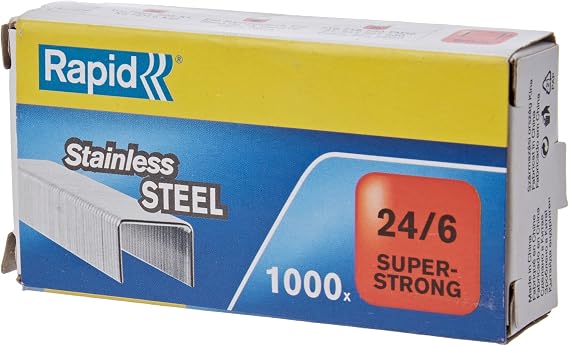 Rapid 21/4mm Strong Staples, For Stapling up to 15 Sheets, Use with Desktop Staplers and Pliers, Galvanised Wire, Box of 1000, 24863400