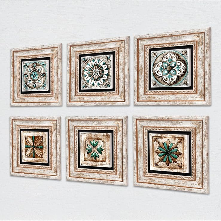 Pinecone Stone Fas Desenli Vintage, Çini Sanatı Taş Duvar Tablosu - Çerçeveli Taş Tablo - Dekoratif Duvar Sanatı - Modern Ev ve Ofis Duvar Dekoru T6-76