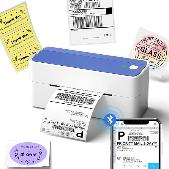 Phomemo 241-BT A6 Label Printer Thermal Label Writer Bluetooth Connection Approximately 102*152mm A6 Label Sticker Compatible Multi-Function Barcode Printer for Small and Medium Enterprises Thermal
