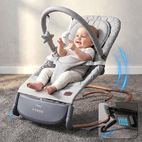 Electric Baby Rocker, Automatic Motion with Tap Control, Dove Grey