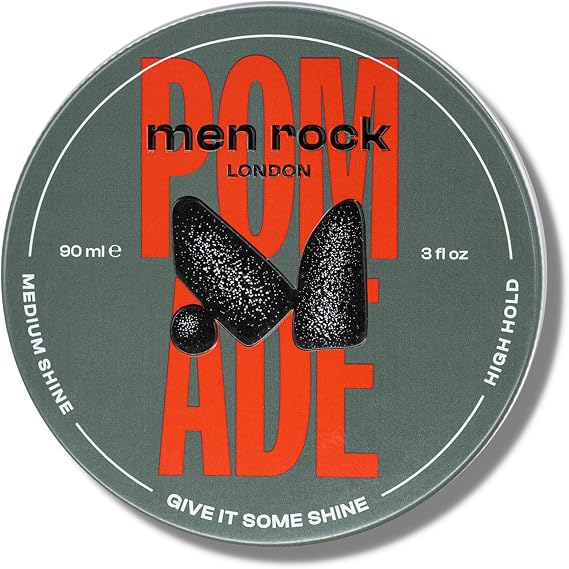 Mens Rock Pomade - High Hold - Medium Shine - Men's Hair Pomade - Men's Hair Clay - Styling Clay - Styling Cream - Strong Hold Paste - 3 oz