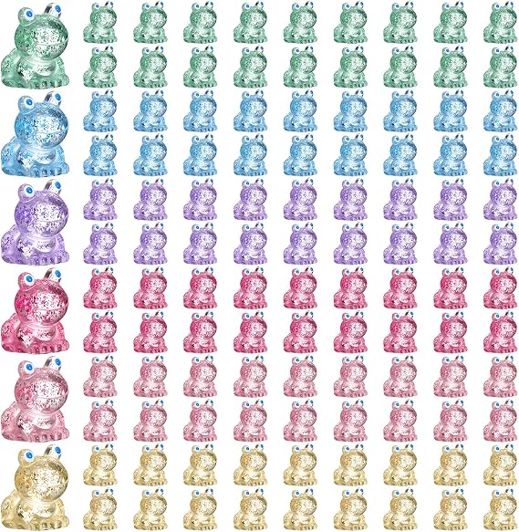 120 Adet Glitter Reçine Mini Kurbağalar 6 Renk Kurbağa Minyatür Figürler Sevimli Minyatür Hayvanlar Figürleri Küçük Kurbağalar Süsler DIY Bahçe Yosun Manzara Dollhouse Teraryum Ev Zanaat Parti