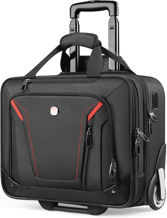 star cloud Rigid Frame Rolling Laptop Bag 18"×14"×8", Water-Resistant Rolling Briefcase with Wheels, Business Travel Computer Bag, Underseat Carry on Luggage for Men & Women