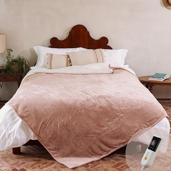 GOTCOZY Heated Blanket Electric Throw 150x200cm Machine Washable Pink