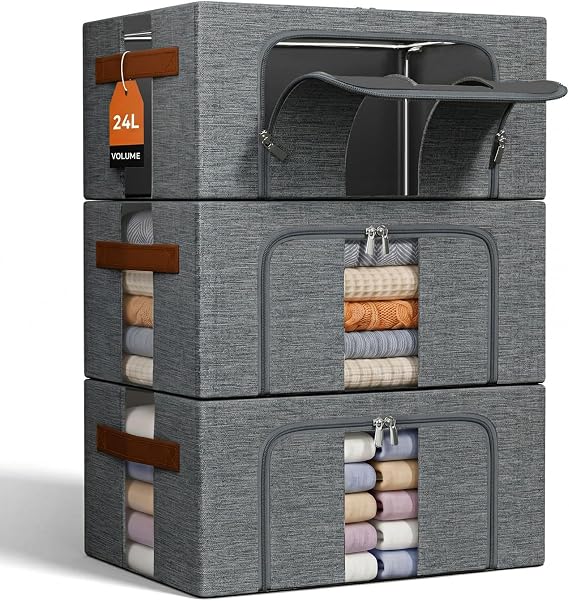 Stackable Clothing Storage Box: Foldable Metal Bags Structure