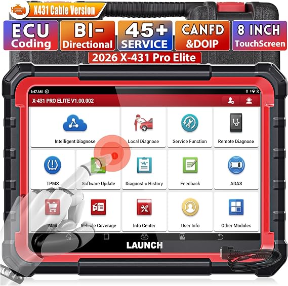 LAUNCH X431 PRO ELITE Bi-directional Car Scan Diagnostic Tool, ECU Coding
