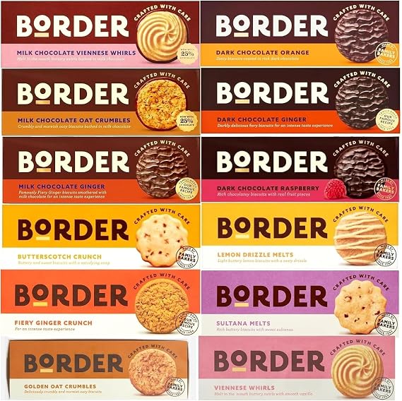 Borders Biscuits Pick Any 4 Flavours - 135g / 150g Packs | Viennese Whirls, Oat Crumbles, Gingers, Orange, Raspberry & Butterscotch | Ideal For Biscuits Lovers