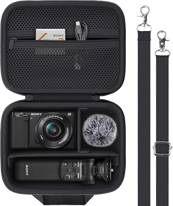 Hard Carrying Case for Sony ZV-1F/ZV-E10 Vlog Digital Camera Tripod GP-VPT2BT, Microphone, Camera Accessories, Black case, Camera Case