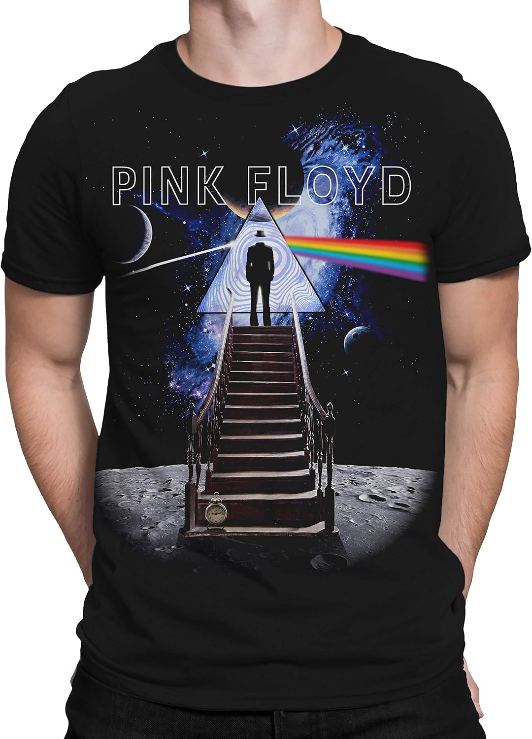 Liquid Blue Unisex Pink Floyd Stairway to The Moon T-Shirt T-Shirt Pack of 1
