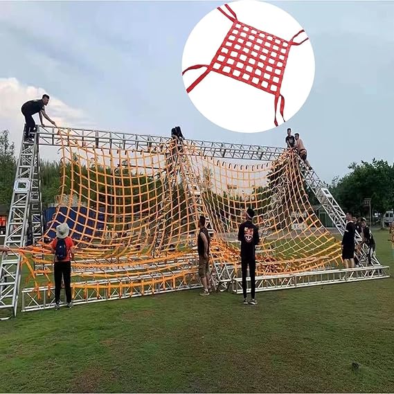 Heavy Duty Cargo Lifting Net Flat Cargo Net, Suspended Cargo Net, Elastic Cargo Net, Rope Lifting Net, Truck Cargo Net Nylon sling nets(4 X 4M/Mesh 20cm/Load 2t)