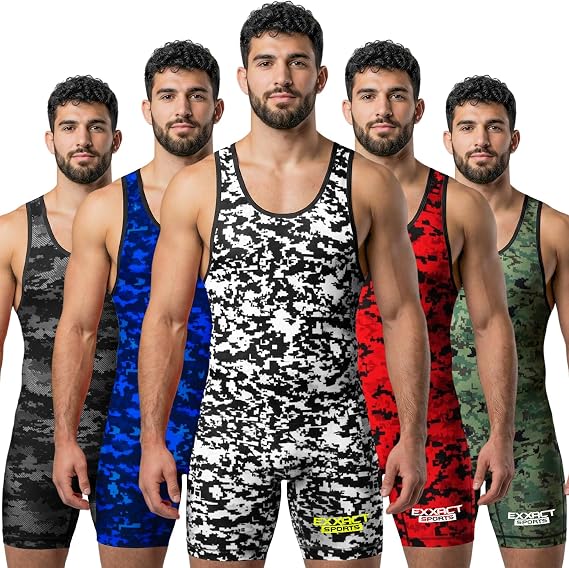 Exxact Sports Digital Camouflage Wrestling Singlet for MMA, Powerlifting Singlet Youth Wrestling Singlet Men for Training
