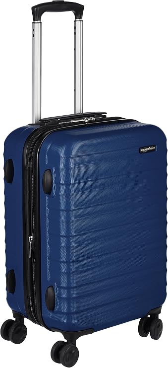 Amazon Basics Small Hardside Suitcase - ABS Expandable Carry-On Luggage with 4 Swivel Double Wheels - Scratch Resistant and Lightweight - 55 x 37.5 x 25.4 cm - Navy Blue