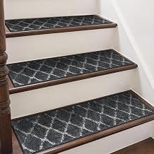 sarben Stair Treads 15-Pack, 20 x 76 cm Non-Slip Self-Adhesive Stair Carpets for Wooden Steps, Reusable Anti-Slip Stair Runners, Safety Mats for Kids, Elders & Dogs, Machine Washable, Darkgrey