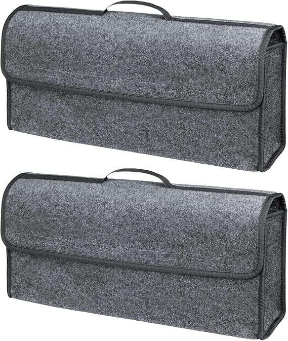 2Pcs Car Boot Organiser, Boot Organiser Car with Lid Foldable for Storage Auto Tools & Interior Declutter - Suitable for All Vehicles (Gray)