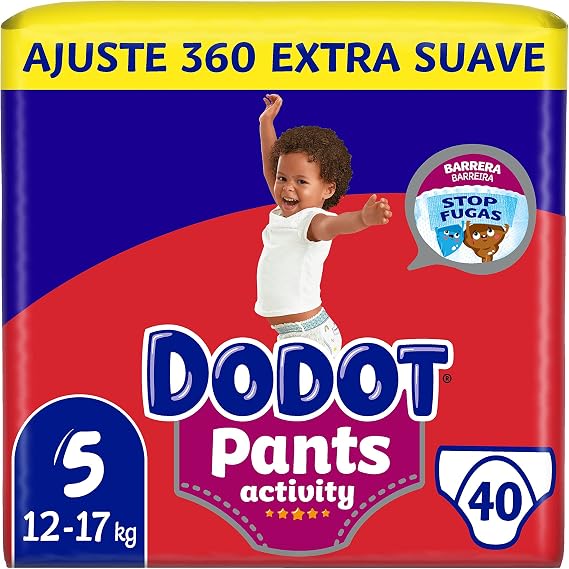 Dodot Activity – Pants Diaper-Briefs Size 5, Easy to Change with Air Channels, 40 Nappies, 12-17 kg