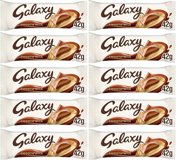 Galaxy Smooth Milk Chocolate Bar 42g Bundle (10 Pack)