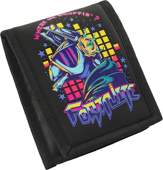 Fortnite Wallet for Boys & Teens, Bifold Kids Wallet with Cash & Card Slots, Gaming Travel Accessories, Gamer Gifts for Boys (Black)