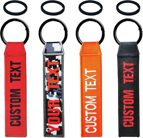 misscase Customized Keychain, Personalized Keychain Embroidery key ring accessories for Women, Men, luggage, Travel Backpack