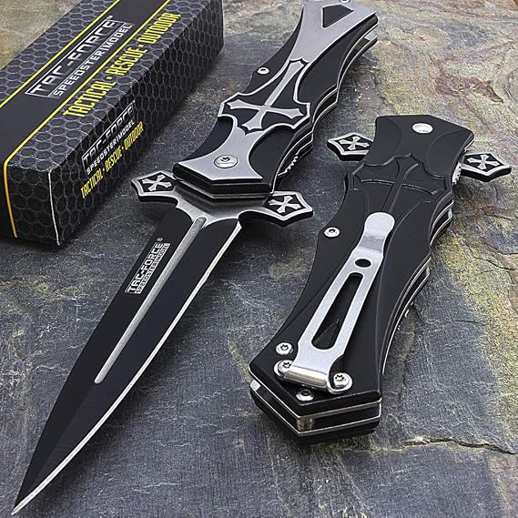 TAC Force Assist 4" Blade Black Silver Aluminum Handle