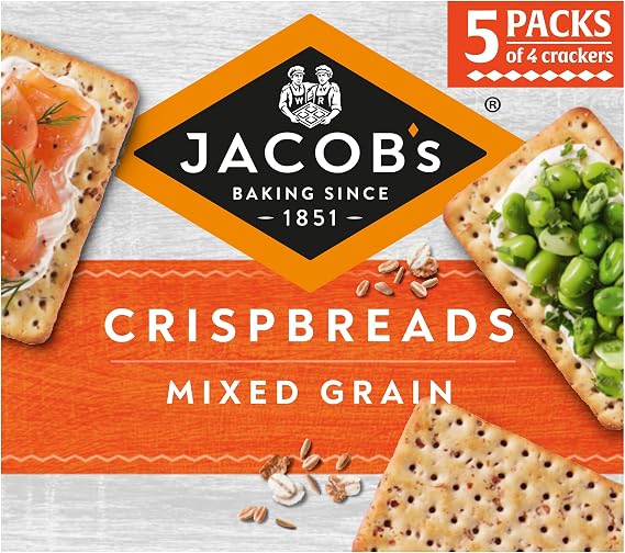 Jacob's Crispbreads Mixed Grain Crackers, 5 x 38 g (Pack of 6)