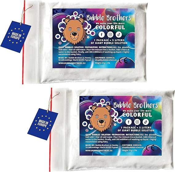 Bubble Brothers Giant Bubble Kit for Kids with 5 Bubble Wands and 15 Liters Bubble Mixture