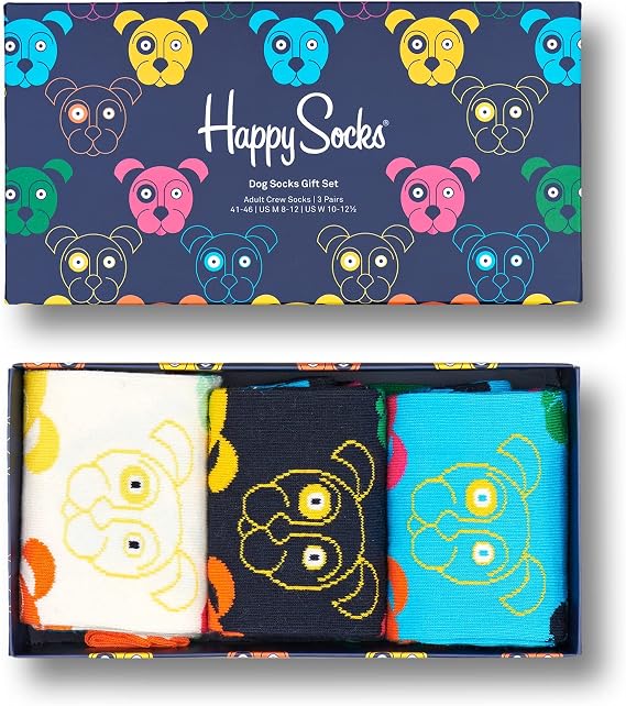 Happy Socks Unisex Mixed Dog 3-pack Gift Set Socks (pack of 3)