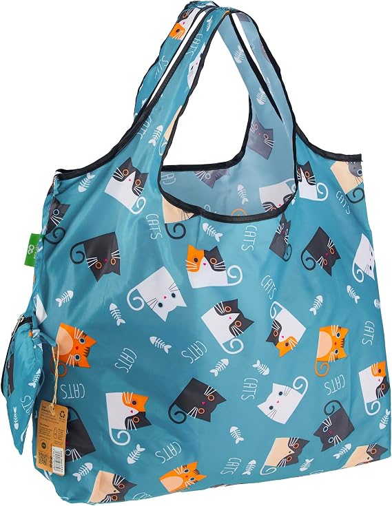 ECO CHIC Foldable Reusable Large Recycled Grocery Bags Lightweight Shopping Tote Bags with Storage Pouch