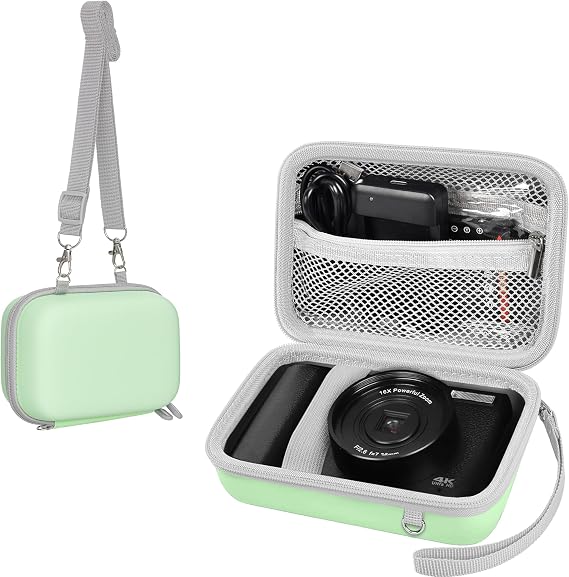 Leayjee 4K Digital Camera Protective Case, Compatible with Sony/VAHOIALD/GUEVWES/AUREAPIX/HOOPWNE/G7X Mark III, Includes Strap and Handle (Case Only) Green