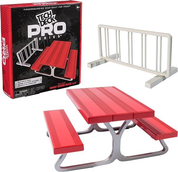 Spin Master Tech Deck, Pro Series Daily Grind Pack 2.0 with Picnic Table and Bike Rack; Kids Toys for Boys Ages 6 and up (Mini Fingerboard Sold Separately)
