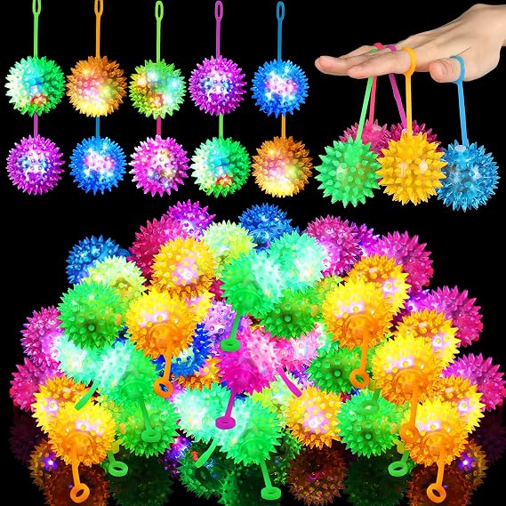 Sotiff 9 LED Bouncing Ball Light Up Spiky Party Favors Bulk