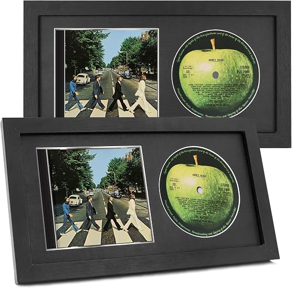 FramePro CD Display Frame vinyl record frame Cover & Disc 36,2x19,61 cm Black Mount Real Glass Photo Picture Display 2Pcs