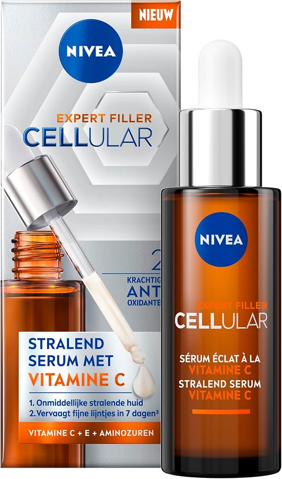 NIVEA Cellular Expert Filler Brilliant Vitamin C Serum (1 x 30ml) - Face Serum Enriched with Vitamin C & E and Amino Acids - Concentrated Treatment for a Glowing Complexion