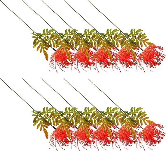 10pcs Red Artificial Spider Lily Stems Faux Flower Picks for Wedding and Home Decor, Realistic Artificial Flower Bouquet Stems for Living Room Decoration