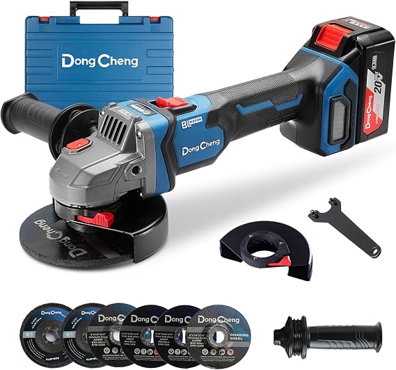 Dong Cheng 20V Cordless Angle Grinder 125mm, DSC Protection, 4.0Ah Kit