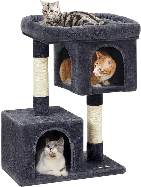 Feandrea Cat Tree Tower, 79.6 cm, 2 Caves, Large Perch, Scratching Post