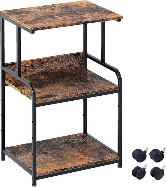 Garden 4 you Printer Stand Table with Storage,3d Printer Shelf,3-Tier Printer Organizer With Shelf and Wheels, Rolling Cart for Folders,Books,for Fax Machine, Scanner,Home Office,Desk,Rustic Brown
