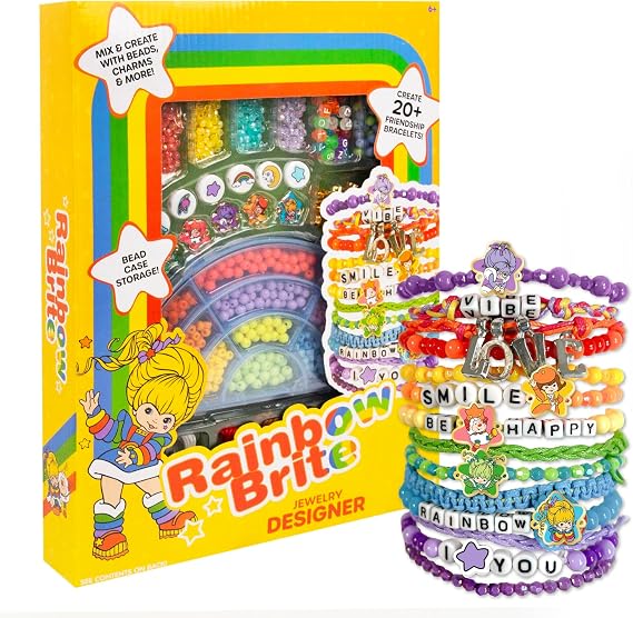 Rainbow Briteジュエリーデザイナー、レインボーフレンドシップブレスレット20個以上製作、エナメルチャーム、ジュエリー作成用ビーズ、ビーズ収納ケースなどが含まれます。素晴らしいブレスレット製作キットと女の子へのギフト。
